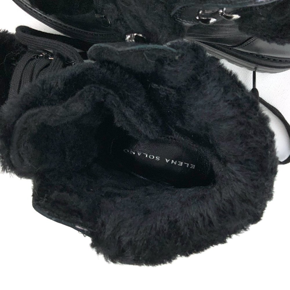 New Elena Solano Womens Black Leather Shearling Inside Combat Boots Sz 40 (9.5) - Picture 12 of 16